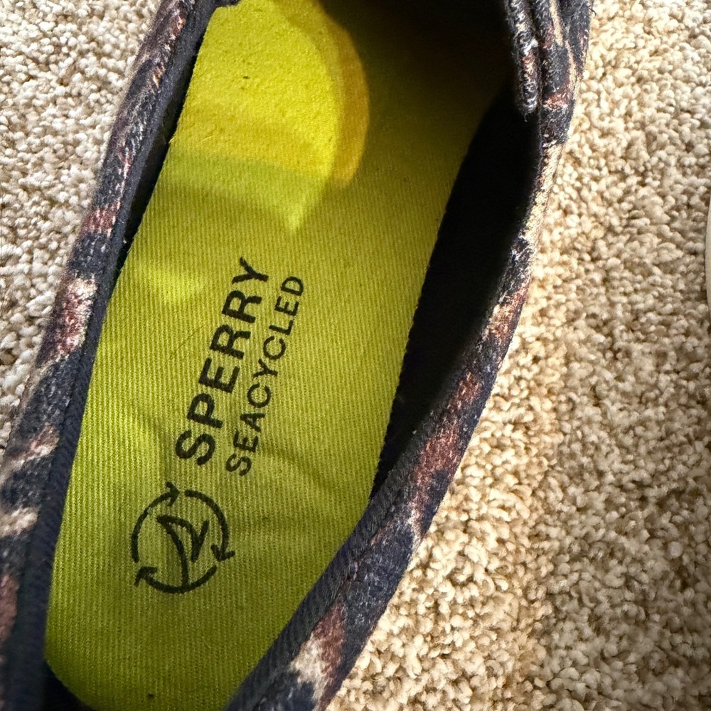 Sperry Crest Vibe SeaCycled Leopard Print Sneakers Womens 9 STS88919 Brown‎ Neon - Picture 5 of 10